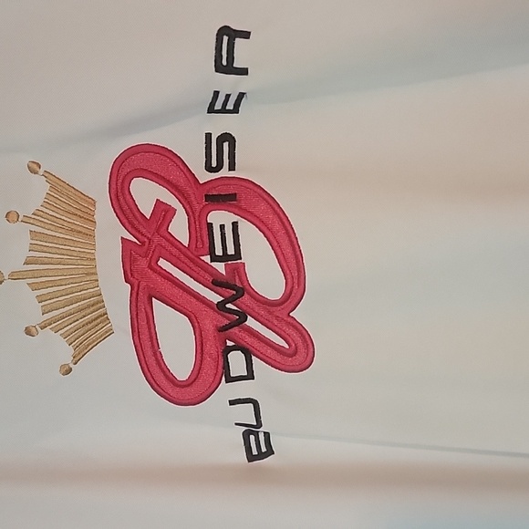 Vintage 90s Budweiser Dale Earnhardt Jr White Embroidered Hockey Jersey Sz L - Picture 2 of 5